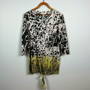 Christopher & Banks large 3/4 sleeve tie front long line top with tie dye